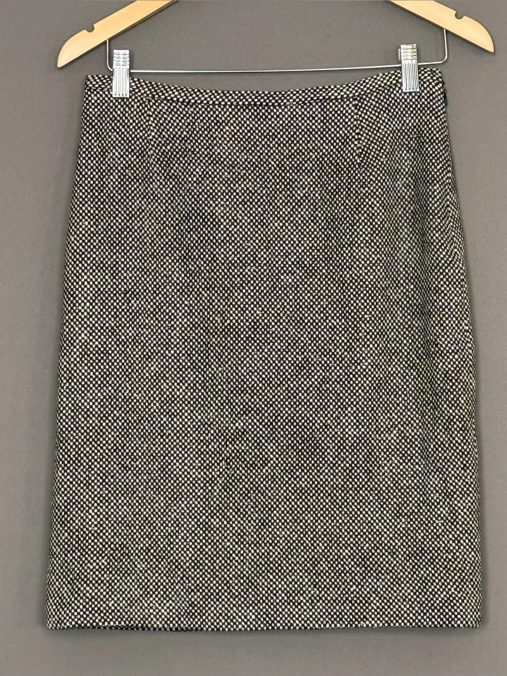 vtg Y2K Michael Kors Collection Tweed Wool Pencil Skirt Black Ivory 8 Medium